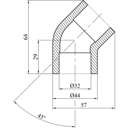 Додаткове фото - Коліно 45° PPR GrandiTherm 32 мм