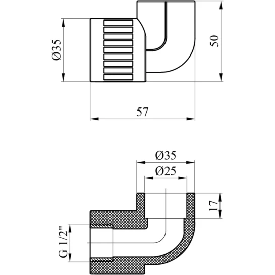 Додаткове фото - Коліно PPR GrandiTherm 25х1/2" РВ