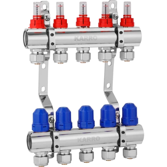 Головне фото - Колектор в зборі Karro на 5 виходів з євроконусами, хромований KR-20160