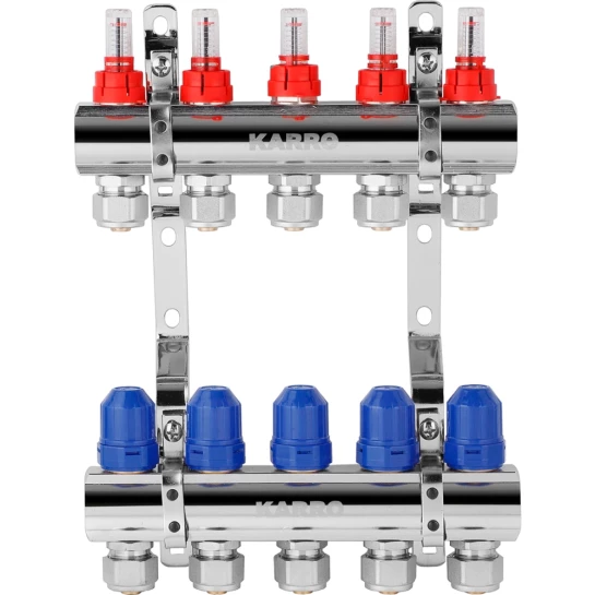 Додаткове фото - Колектор в зборі Karro на 5 виходів з євроконусами, хромований KR-20160