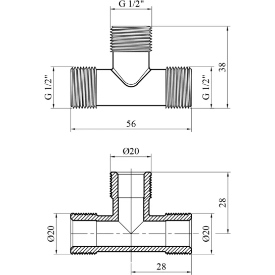 Додаткове фото - Трійник Karro 1/2" ЗЗЗ нікельований KR-3213