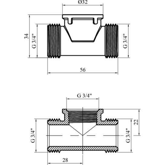 Додаткове фото - Трійник STA 3/4" ЗВЗ латунний