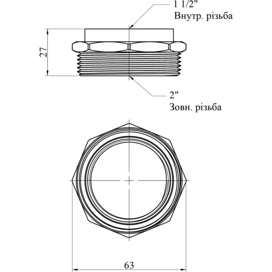 Додаткове фото - Футорка STA 1 1/2"х2" ВЗ латунна New