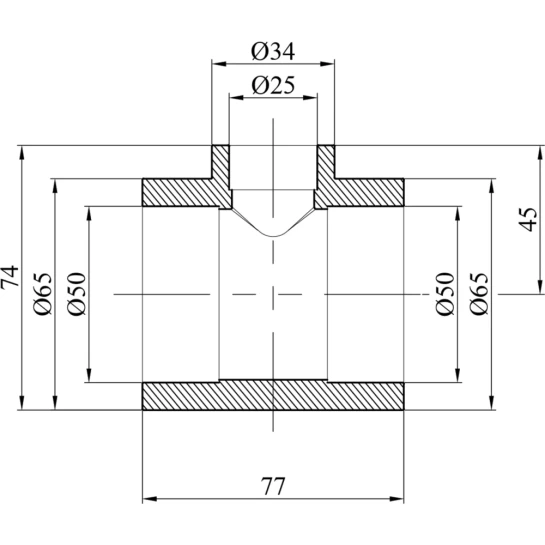 Додаткове фото - Трійник перехідний PPR GrandiTherm 50х25х50 мм