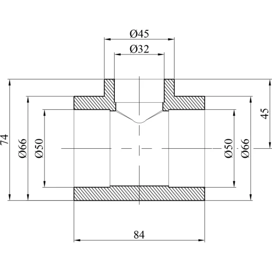 Додаткове фото - Трійник перехідний PPR GrandiTherm 50х32х50 мм