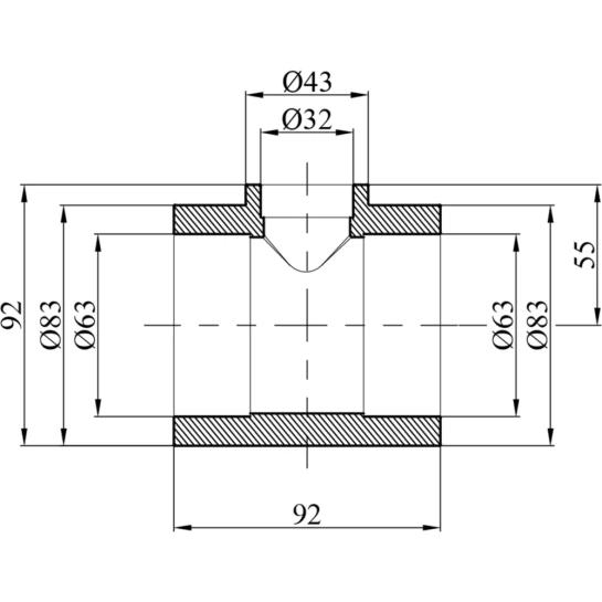 Додаткове фото - Трійник перехідний PPR GrandiTherm 63х32х63 мм