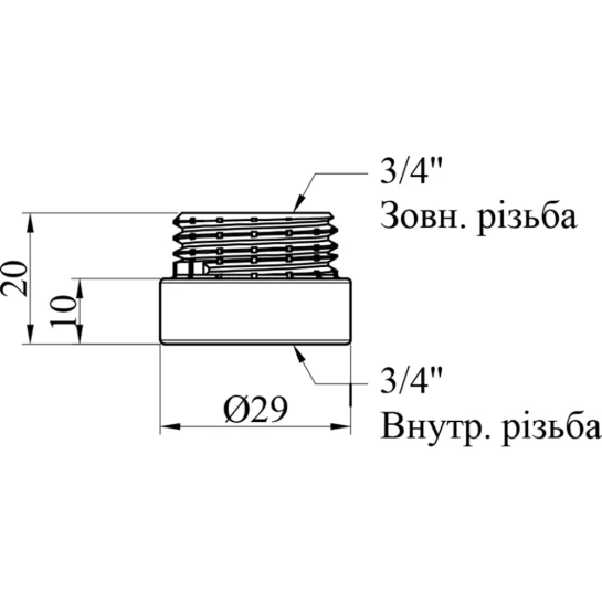 Додаткове фото - Подовжувач Karro 3/4" ВЗ, L=10 мм хромований KR-3209