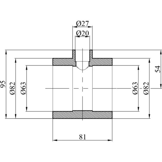 Додаткове фото - Трійник перехідний PPR GrandiTherm 63х20х63 мм