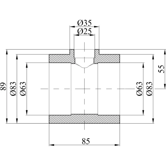 Додаткове фото - Трійник перехідний PPR GrandiTherm 63х25х63 мм