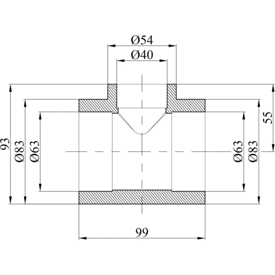 Додаткове фото - Трійник перехідний PPR GrandiTherm 63х40х63 мм