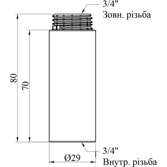 Додаткове фото - Подовжувач Karro 3/4" ВЗ, L=70 мм хромований KR-3209