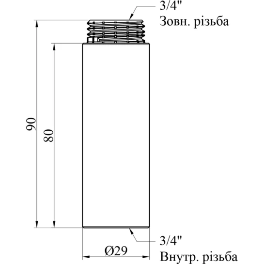 Додаткове фото - Подовжувач Karro 3/4" ВЗ, L=80 мм хромований KR-3209