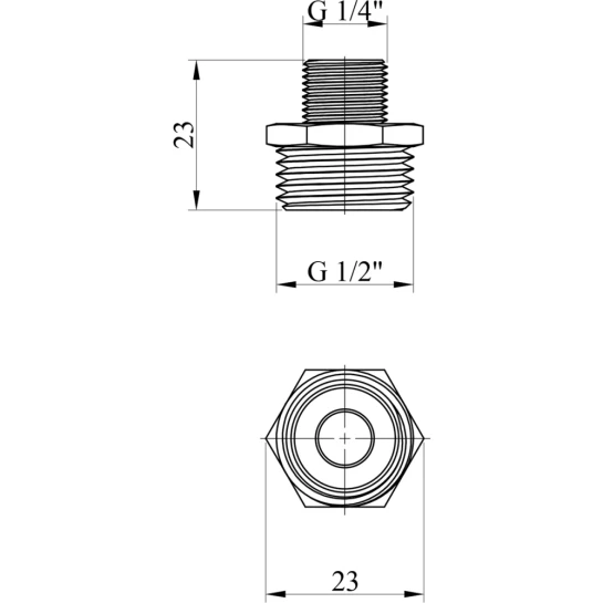 Додаткове фото - Ніпель перехідний Karro 1/2"х1/4" ЗЗ нікельований KR-3114