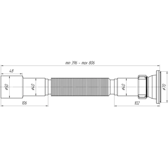 Додаткове фото - Гофра ANIplast 1 1/2"х40/50 мм 396-806 мм G106EU