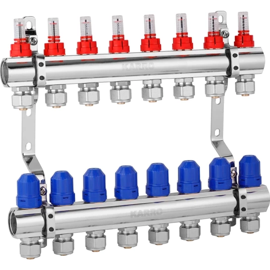Головне фото - Колектор в зборі Karro на 8 виходів з євроконусами, хромований KR-20160