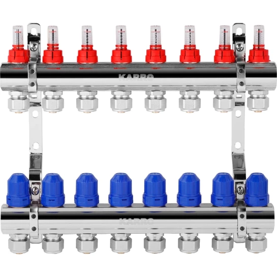 Додаткове фото - Колектор в зборі Karro на 8 виходів з євроконусами, хромований KR-20160