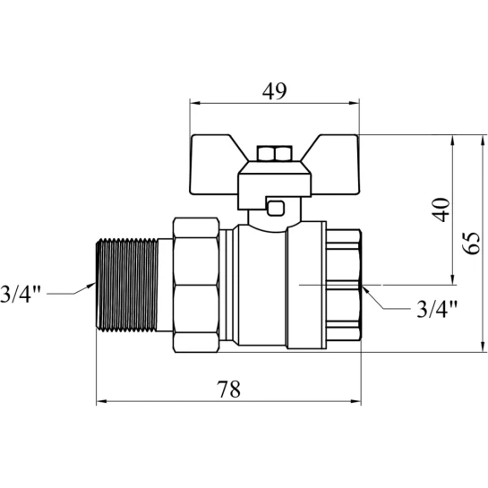 Додаткове фото - Кран-американка кульовий прямий Valves 3/4" PN30