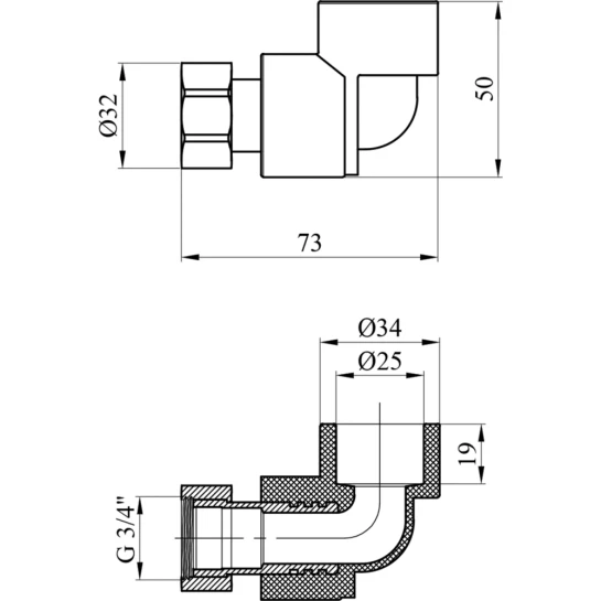 Додаткове фото - Коліно з накидною гайкою PPR GrandiTherm 25х3/4"