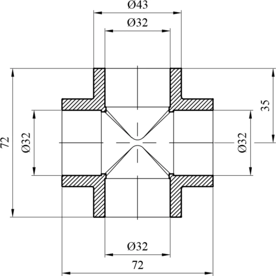 Додаткове фото - Хрестовина PPR GrandiTherm 32 мм