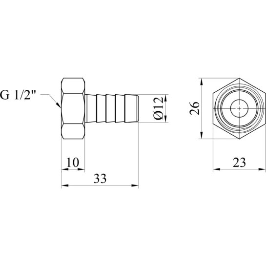 Додаткове фото - Штуцер Karro 1/2" РВ, D=12 мм нікельований KR-820