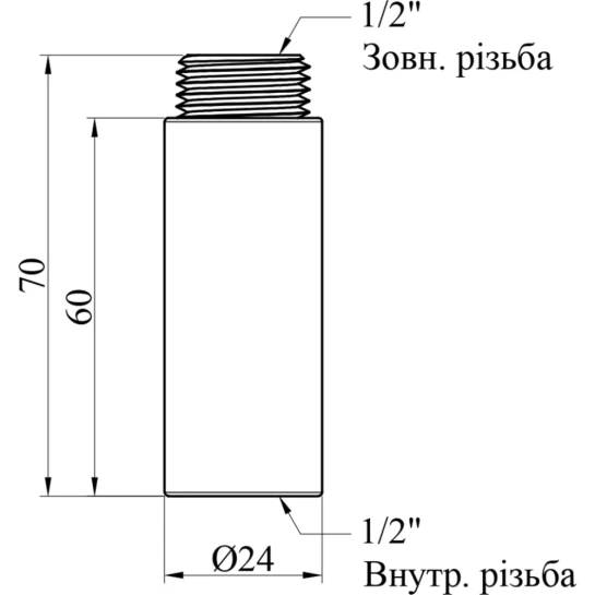 Додаткове фото - Подовжувач Karro SM 1/2" ВЗ, L=60 мм нікельований