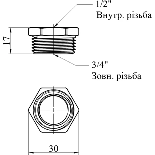 Додаткове фото - Футорка STA "Premium" 1/2"х3/4'' ВЗ нікельована