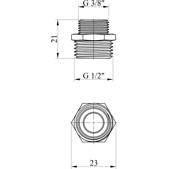 Додаткове фото - Ніпель перехідний Karro 1/2"х3/8" ЗЗ нікельований KR-3114