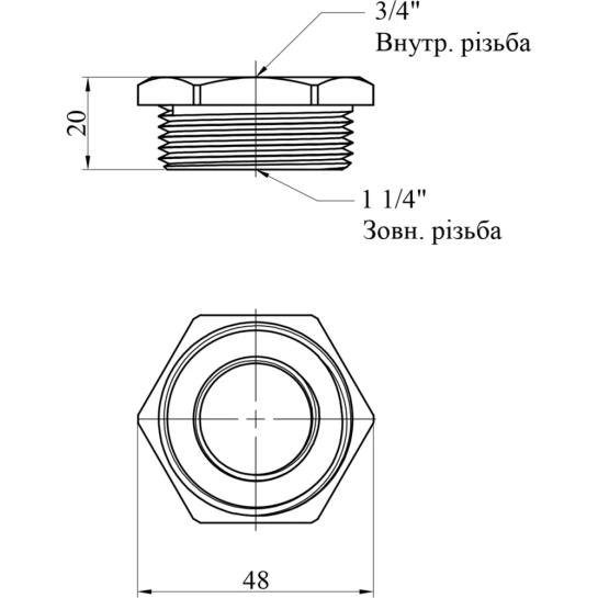 Додаткове фото - Футорка Karro 1 1/4"х3/4" ЗВ нікельована KR-3115