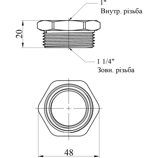 Додаткове фото - Футорка Karro 1 1/4"х1" ЗВ нікельована KR-3115