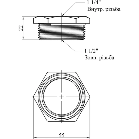 Додаткове фото - Футорка Karro 1 1/2"х1 1/4" ЗВ нікельована KR-3115