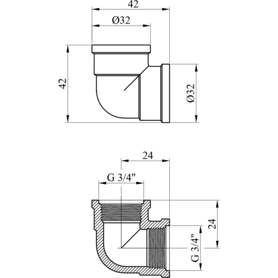 Додаткове фото - Кутник посилений LexLine 3/4" ВВ латунний УК0102-В