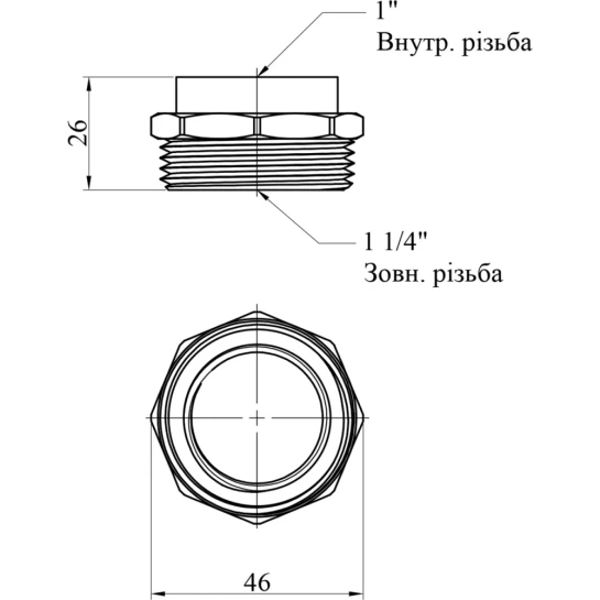 Додаткове фото - Футорка STA 3/4"х1 1/4" ВЗ латунна