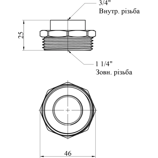 Додаткове фото - Футорка STA 1"х1 1/4" ВЗ латунна