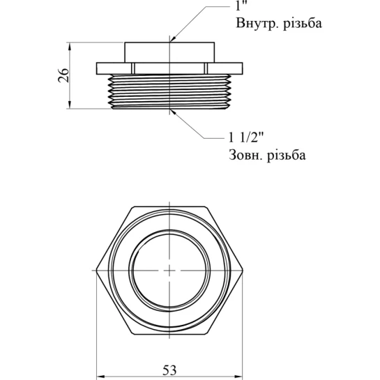 Додаткове фото - Футорка STA 1"х1 1/2" ВЗ латунна