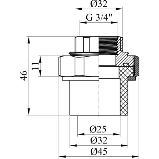 Додаткове фото - Американка PPR GrandiTherm 25х3/4" РВ