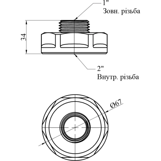 Додаткове фото - Перехід посилений LexLine 2"х1" ВЗ латунний УК0620-В