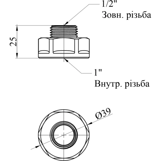 Додаткове фото - Перехід посилений LexLine 1"х1/2" ВЗ латунний УК0602-В