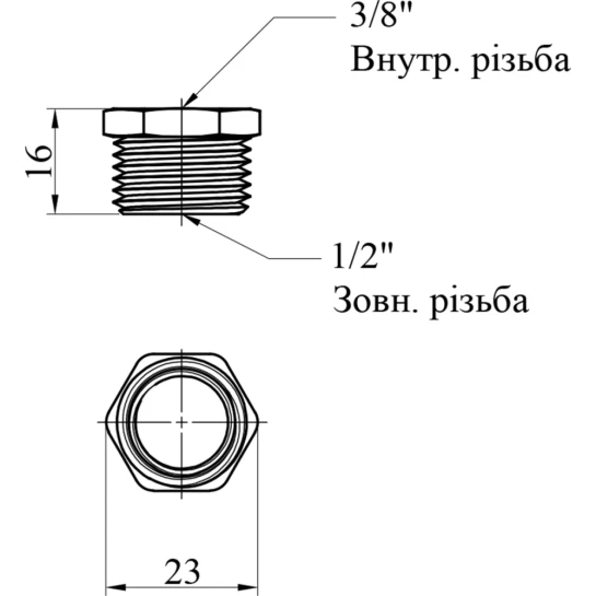 Додаткове фото - Футорка посилена LexLine 1/2"х3/8" ЗВ латунна УК0701-В