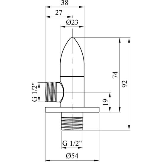 Додаткове фото - Кран приладовий для підключення Karro 1/2"х1/2" ЗЗ хромований KR-3111