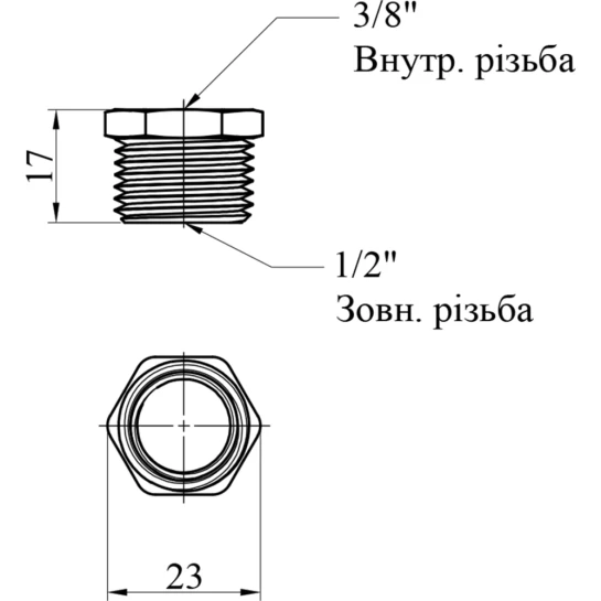 Додаткове фото - Футорка посилена LexLine 1/2"х3/8" ЗВ нікельована НК0701-Вн