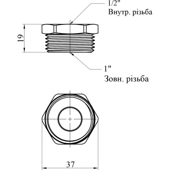 Додаткове фото - Футорка посилена LexLine 1"х1/2" ЗВ нікельована НК0704-Вн