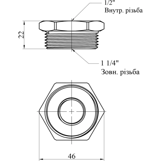 Додаткове фото - Футорка посилена LexLine 1 1/4"х1/2" ЗВ нікельована НК0710-Вн