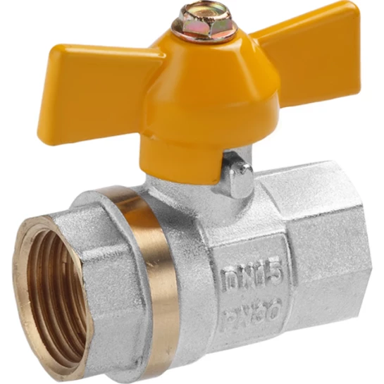 Головне фото - Кран кульовий для газу Valves 1/2" ВВ PN30 жовтий метелик, нікельований