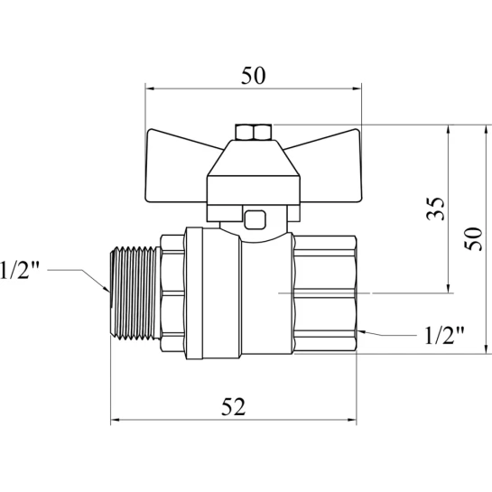 Додаткове фото - Кран кульовий для газу Valves 1/2" ВЗ PN30 жовтий метелик, нікельований