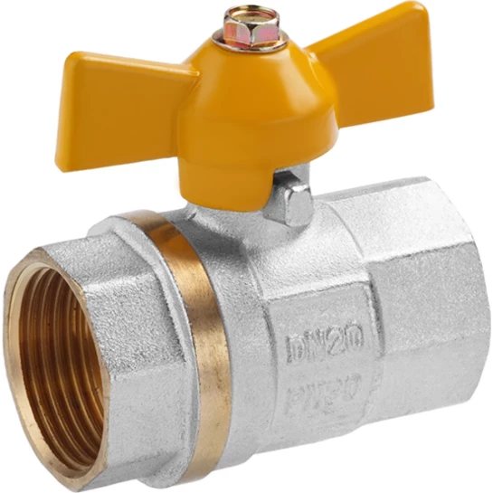 Головне фото - Кран кульовий для газу Valves 3/4" ВВ PN30 жовтий метелик, нікельований