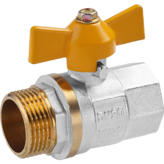 Головне фото - Кран кульовий для газу Valves 3/4" ВЗ PN30 жовтий метелик, нікельований