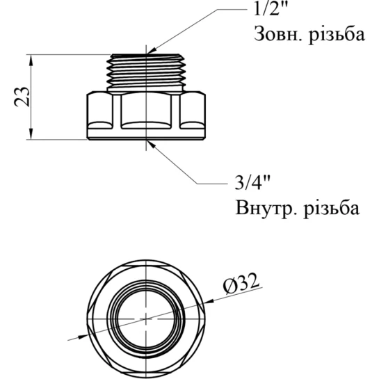 Додаткове фото - Перехід посилений LexLine 3/4"х1/2" ВЗ нікельований НК0603-Вн