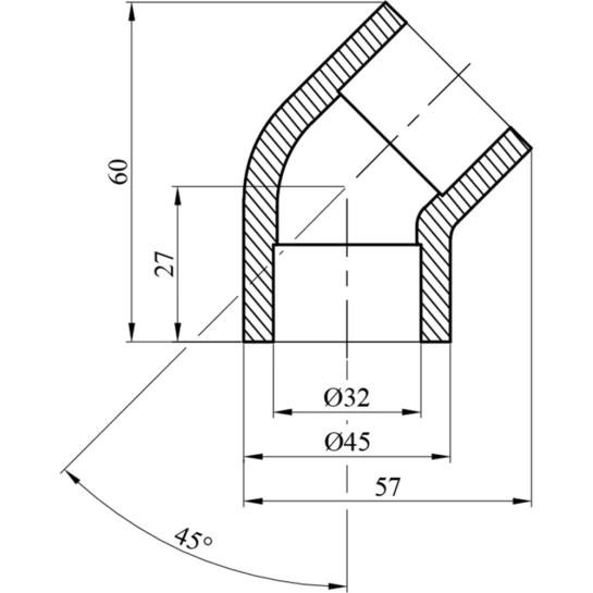 Додаткове фото - Коліно 45° PPR Rozma 32 мм