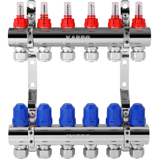 Додаткове фото - Колектор в зборі Karro на 6 виходів з євроконусами, хромований KR-20160