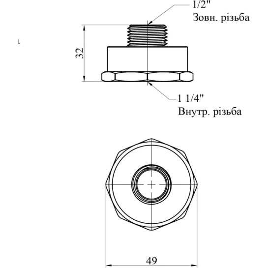 Додаткове фото - Перехід STA 1 1/4"х1/2" ВЗ латунний